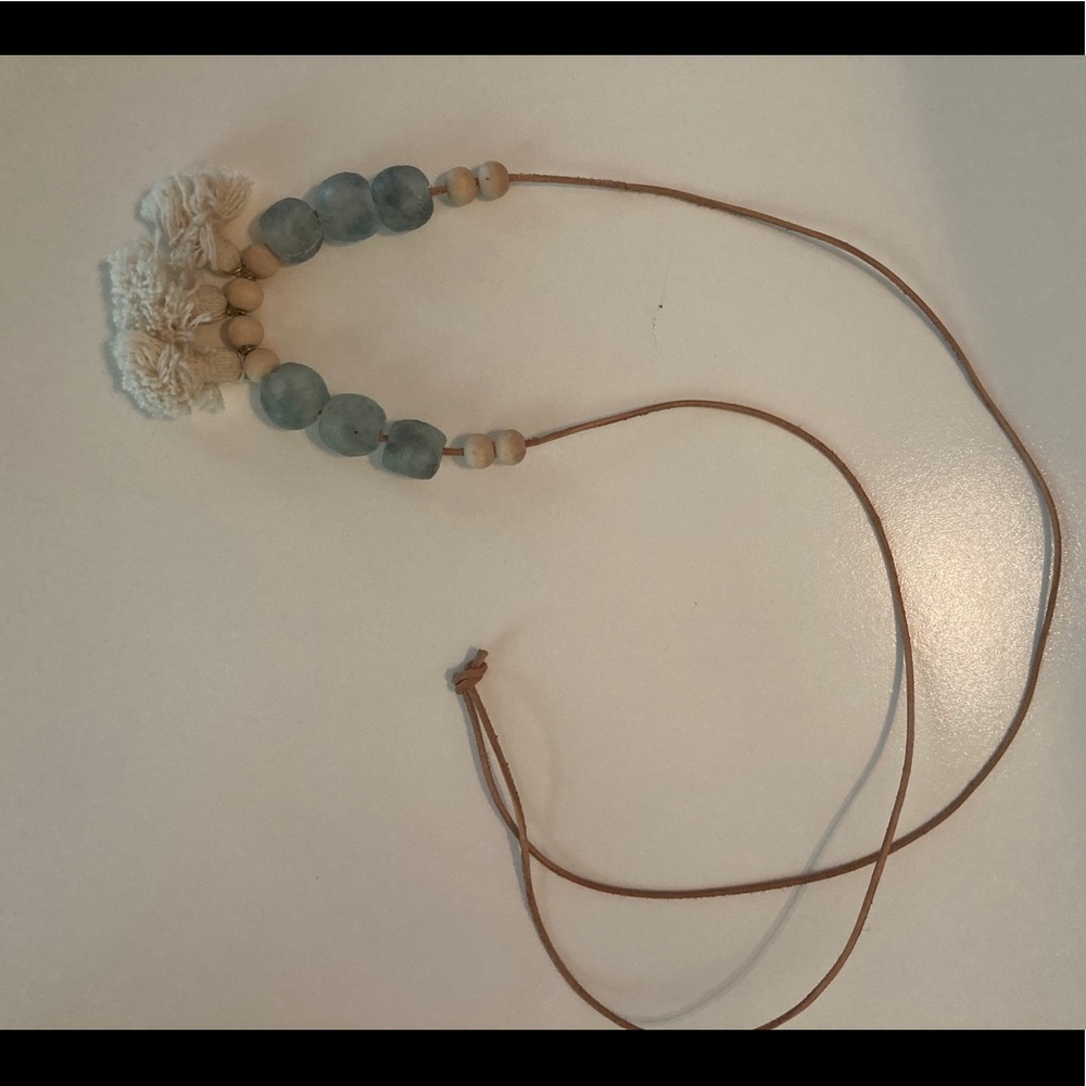 Sea glass and leather boho necklace